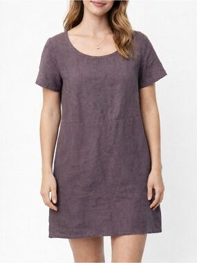 Eileen Fisher Women's Linen Purple Top Tunic Dress Lagenlook Small